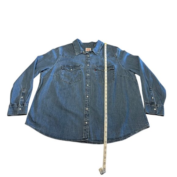 LEVI'S Essential Western Shirt Denim Medium Wash Button Down Women's 2X - Picture 13 of 15